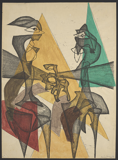Maria Jarema, Dwie siostry (Zwei Schwestern), 1954. Nationalmuseum in Warschau (Muzeum Narodowe w Warszawie). © Rechtsnachfolge der Künstlerin