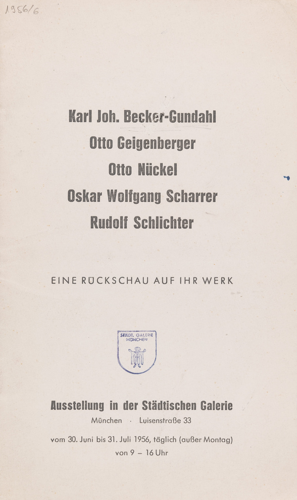 Karl Joh. Becker-Gundahl, Otto Geigenberger, Otto Nückel, Oskar Wolfgang Scharrer, Rudolf Schlichter