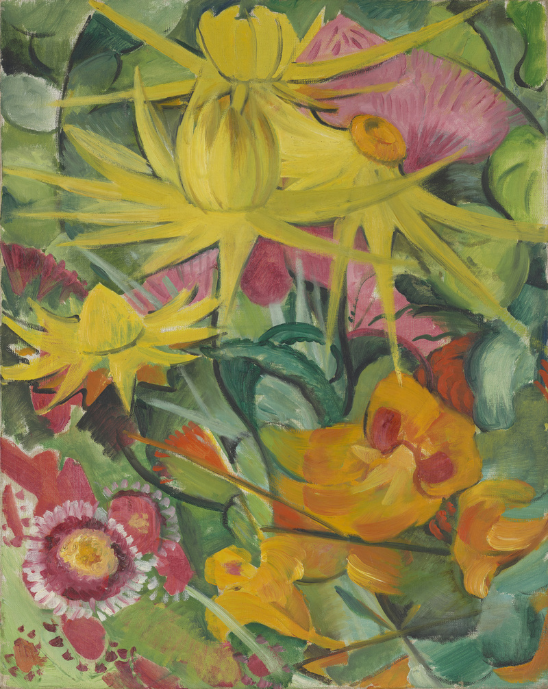 Maria Franck-Marc, Blumen und gelbe Disteln, um 1913 Maria Franck-Marc, Blumen und gelbe Disteln, um 1913
